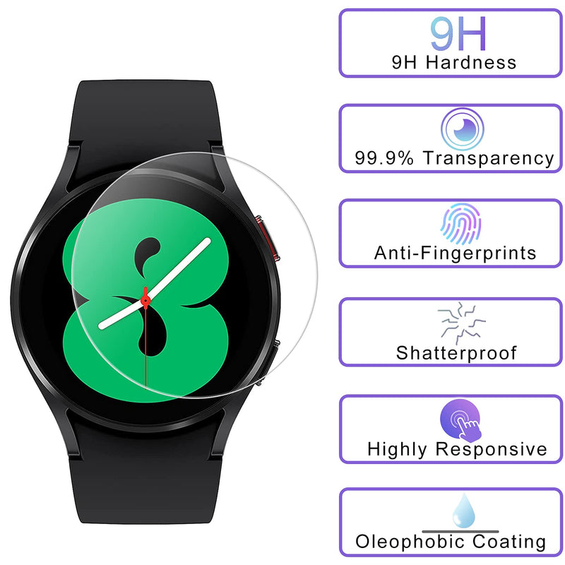 [Australia - AusPower] - (3 Pack) Samsung Galaxy Watch 4 (44mm) Screen Protector, Sapnio 9H Hardness Tempered Glass Self-adhesive Anti-scratch Bubble Free Anti-Fingerprint Easy Install Screen Protector for Samsung Galaxy Watch 4 (44mm) Smartwatch 