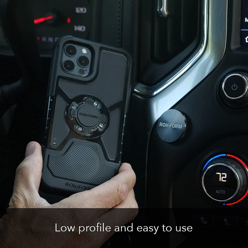 [Australia - AusPower] - Rokform - Low Pro Magnetic Phone Mount, 1-Inch Phone Magnet for Car, 3M VHB Adhesive Holder Mounts to almost any Flat Surface, Compatible with all Rokform Cases (Black) 