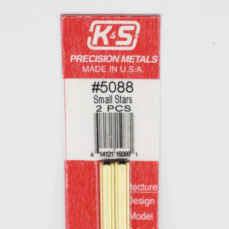 [Australia - AusPower] - K&S Precision Metals 5088 Small Brass Star Shape, 12" Long, 2 Pieces per Pack, Made in The USA 