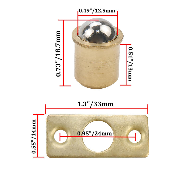 [Australia - AusPower] - Rannb Brass Ball Catch 12.5mm Ball Dia Cabinet Door Ball Catch Latch Closures -20pcs 