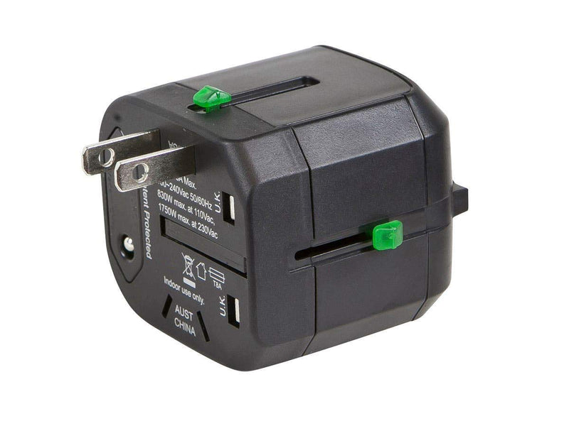 [Australia - AusPower] - Monoprice 109876 Compact Cube Universal Travel Adaptor - Retail Packaging - Black 