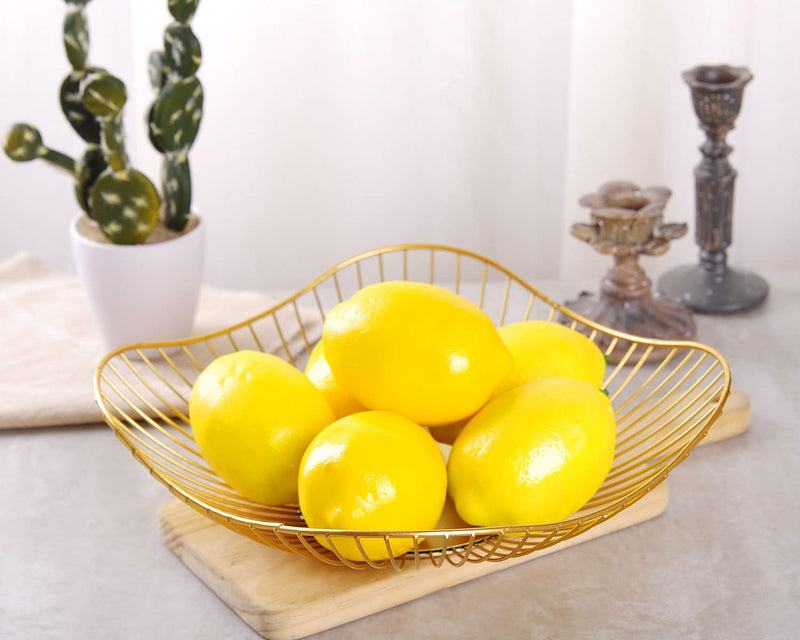 [Australia - AusPower] - IBWell Short Curved-Edge Modern Creative Stylish Single Tier Dish,Metal Iron Wire Fruit Vegetables Bread Decorative Stand Serving Bowls Basket Holder (Gold) Gold 