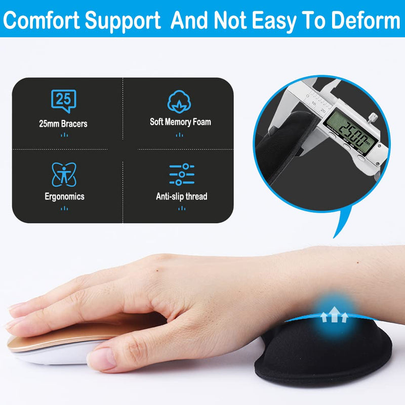 [Australia - AusPower] - Keyboard Wrist Rest, BamLue Memory Foam Pad Set for Easy Typing & Pain Relief for Laptop, Office & Home, Ergonomic Sets for Keyboard, Gel Mouse Wrist Rest, Smooth Fiber Cushion Wrist Support-Black Black 