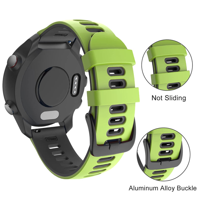 [Australia - AusPower] - OVERSTEP Vivoactive 3 Watch Band, 20mm Soft Silicone Replacement Wristband for Garmin Forerunner 245, Forerunner 645/ Garmin Venu, Samsung Galaxy Watch 3 42mm/ Galaxy Active 2/ Gear Sport Watches Green/Black 