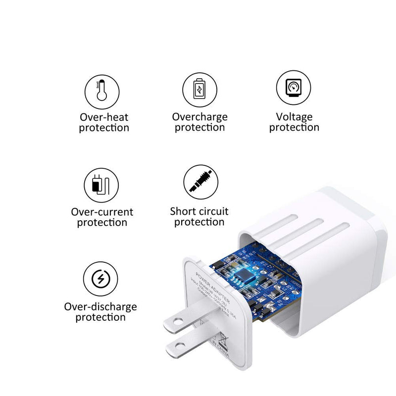 [Australia - AusPower] - CNANKCU iPhone Charger Double USB MFi Certified Cable (6/6FT) with 2 Port Wall Charger Adapters (4-Pack) Fast Charging Block Power Plug Compatible with iPhone 11/Pro/Xs Max/X/8 and More-White 