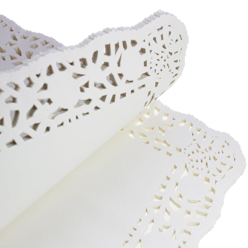 [Australia - AusPower] - LJY 100 Pieces White Lace Rectangle Paper Doilies Cake Packaging Pads Wedding Tableware Decoration (10.5" x 14.5") 10.5" x 14.5" 