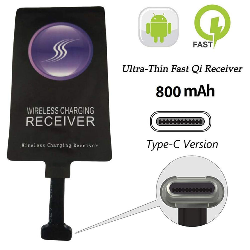 [Australia - AusPower] - XYX Type C Qi Wireless Charger Receiver Charging Adapter Compatible with Samsung LG Motorola Sony Alcatel All Android Device Type-C 