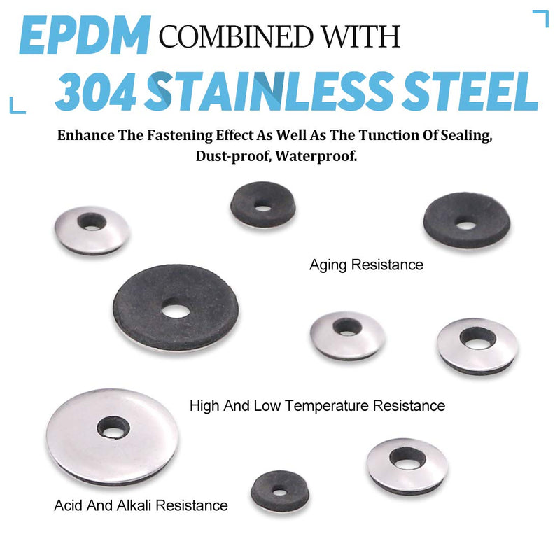 [Australia - AusPower] - Glarks 320Pcs Stainless Steel Neoprene Backed EPDM Bonded Sealing Washers Assortment Kit Work for #4/ #5/ #6 Screws 