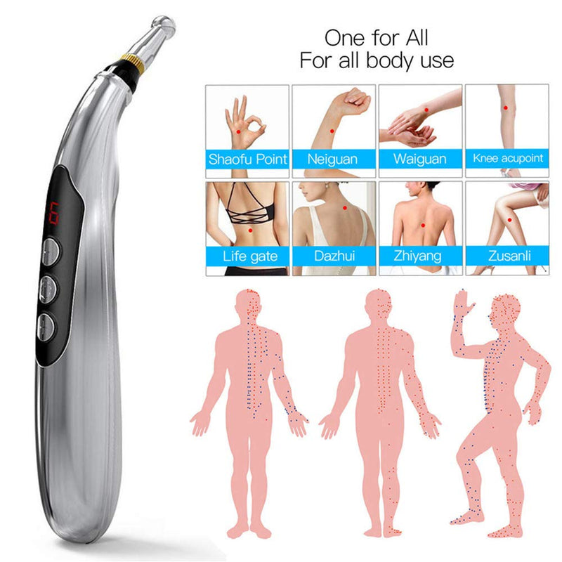 [Australia - AusPower] - Acupuncture Pen USB Rechargeable, Accupressure Pen Pain Relief Tools Powerful Meridian Energy Pen Massage Pen with 2 Massage Gel Usb Powered 