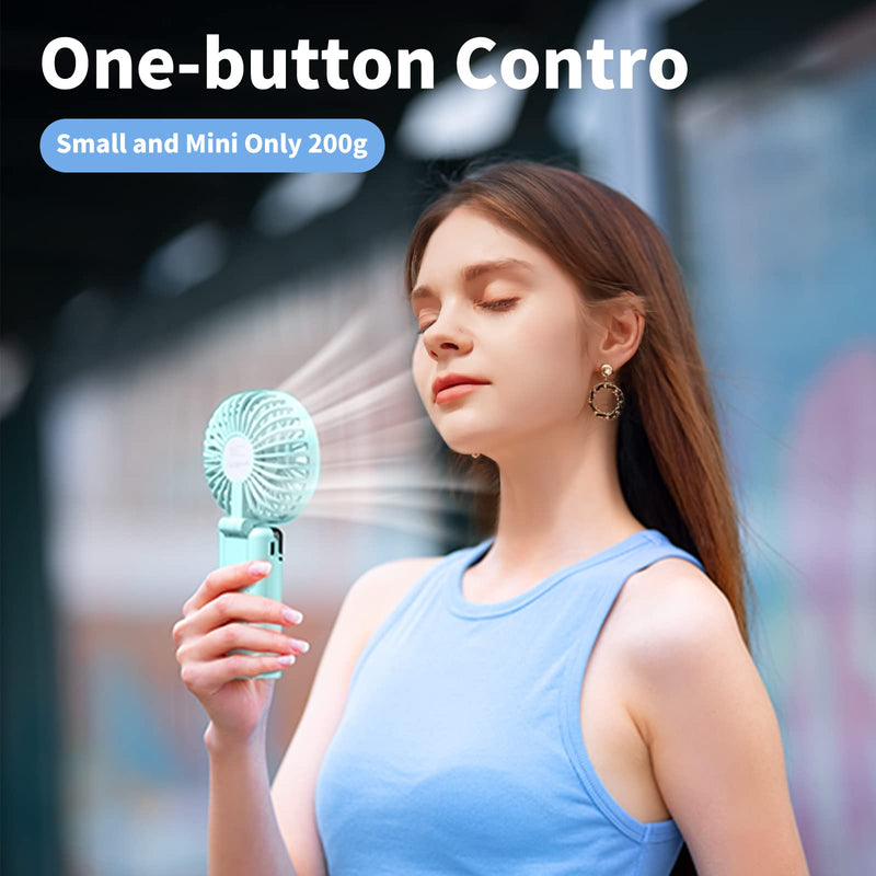 [Australia - AusPower] - Portable Fan Mini Handheld Fan Rechargeable 3000mAh Battery Powered Cooling Fan with 5 Speeds LED Display Small USB Personal Fan for Travel Camping Home Green Advanced-Green 