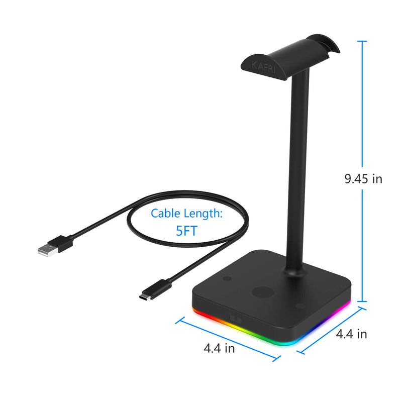 [Australia - AusPower] - RGB Headphone Stand with Wireless Charger KAFRI Desk Gaming Headset Holder Hanger Rack with 10W/7.5W Fast Charge QI Wireless Charging Pad - Suitable for Gamer Desktop Table Game Earphone Accessories A-ONE STAND 