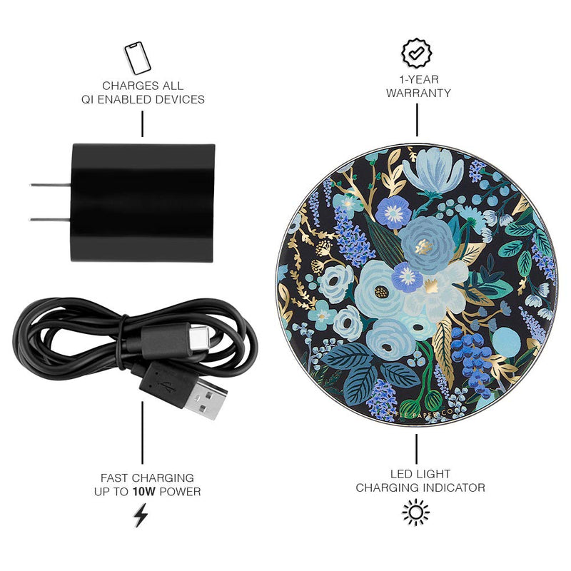 [Australia - AusPower] - Case-Mate Rifle Paper CO. - Power DISC - Wireless Charger - Charges All Qi Enabled Devices - Universal - Wild Flowers 