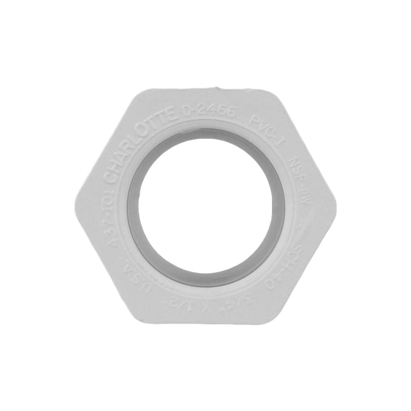 [Australia - AusPower] - Charlotte Pipe 3/4" X 1/2" Reducer Bushing Pipe Fitting - (Spigot x Socket) Schedule 40 PVC Pressure Durable, Easy to Install, High Tensile and Sound Deadening for Home or Industrial Use (Single Unit) 3/4 x 1/2 Inch (Qty: 1) White 