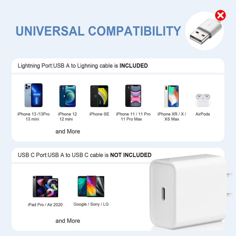 [Australia - AusPower] - USB C Wall Charger iPhone Charger Block 2-Pack Wall Charger Power Adapter Compatible with iPhone 13/13 Mini/13 Pro/12/12 Mini/12 Pro/12 Pro Max/SE/11/11 Pro/Max/XS/XR/X/iPad Pro/Airpod and More 