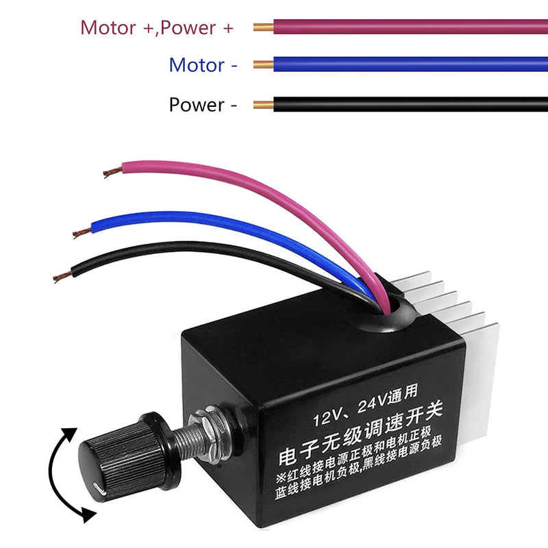 [Australia - AusPower] - mxuteuk 2PCS 12V/24V DC Motor Speed Controller Switch Universal Electronic Stepless Speed Regulator Switch for Car Truck Fan Heater Control M-H-002 