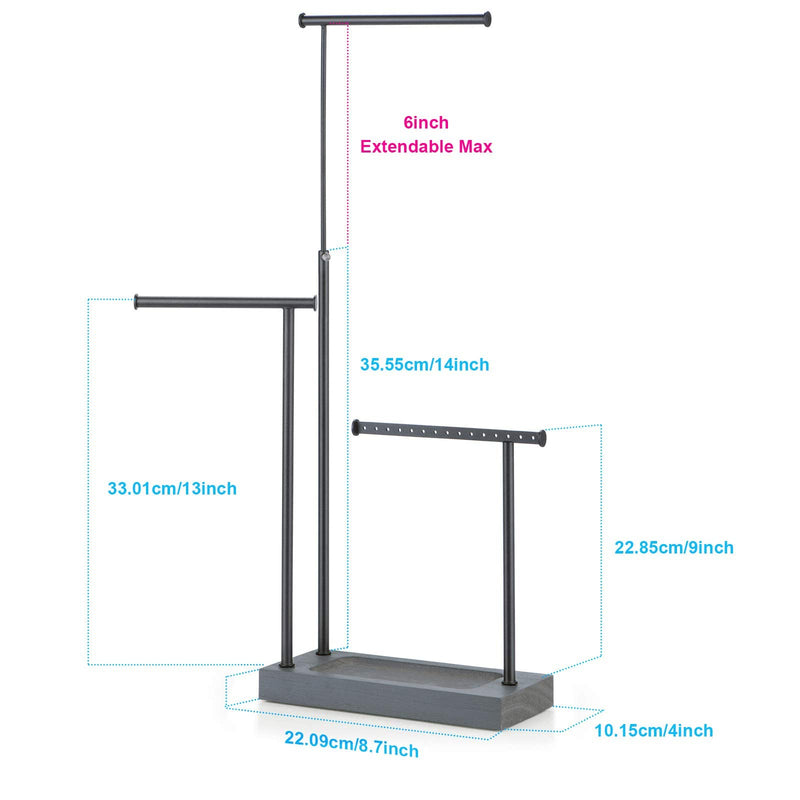 [Australia - AusPower] - SRIWATANA Jewelry Organizer Display Extra Tall Necklace Holder 3 Tier Jewelry Tree Stand (Weathered Grey & Black) weathered grey 