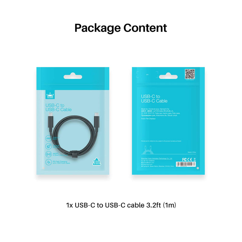 [Australia - AusPower] - HUION Full-Featured USB-C to USB-C Cable Support USB 3.1 GEN 2 DP Signal for Graphics Drawing Tablet Kamvas 12/13/16, Kamvas 22 Kamvas 22 Plus, 3.2ft 3.2 Feet 