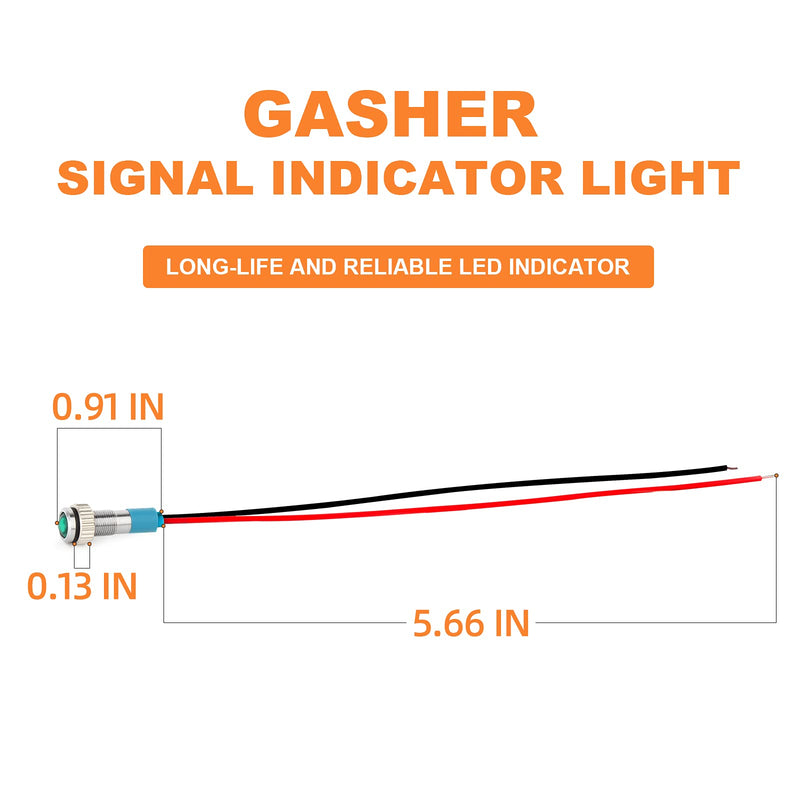 [Australia - AusPower] - GASHER 12V/24V/110V 20mA Energy Saving Indicator Light Mounting Hole Size 6mm Green Yellow Red Blue White 5 PCS 6MM（24V） 