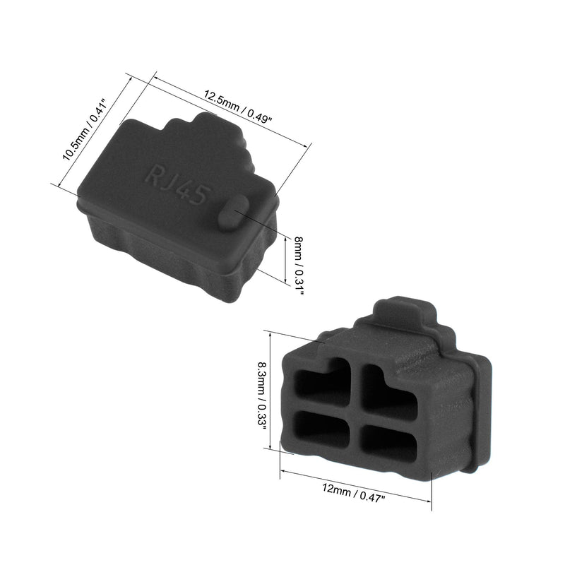 [Australia - AusPower] - uxcell 50pcs RJ45 Silicone Protectors Ethernet Hub Port Anti Dust Cap Cover 12mmx8.3mm Black 