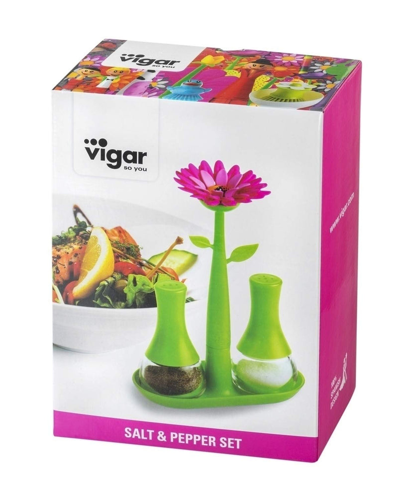 [Australia - AusPower] - Vigar Flower Power of Salt and Pepper Mills Green Plastic 10 x 4 x 12 cm 