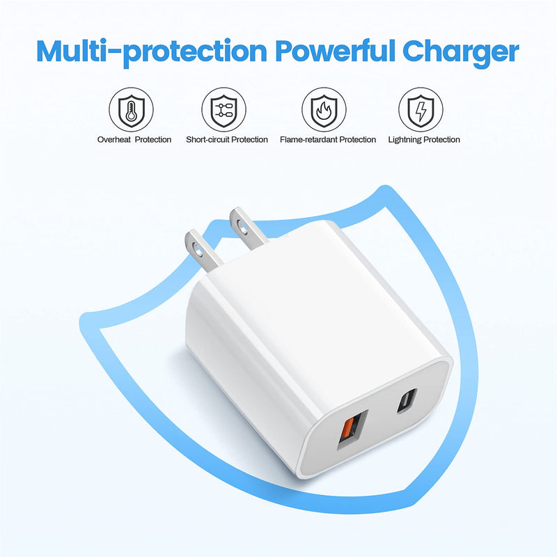 [Australia - AusPower] - for iPhone 13 Fast Charger【Apple MFi Certified】Loedds 20W Dual-Port USB/Type C Wall Charger Plug with 2 Pack 6FT Lightning Cables, PD/QC3.0 Fast Power Adapter Compatible with 13/12/11/Pro/Xs/XR/X/8/7 