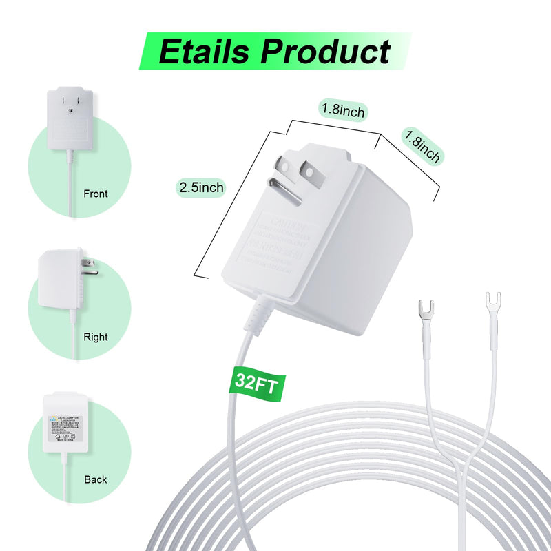 [Australia - AusPower] - Doorbell Transformer 18V500MA Power Supply for Ring Video Doorbell,33FT Extension Cord Compatible with Ring,Google Nest,WYZE, Eufy,Blink Video Doorbells(with Mounting Tool) 