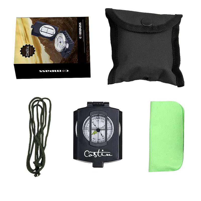 [Australia - AusPower] - COSTIN Multifunctional Compass, Metal Military Waterproof High Accuracy Compass with Map Measurer, Distance Calculator,Bubble Level Perfect for Outdoor Activities, Matte Black 
