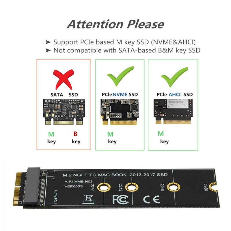 [Australia - AusPower] - M.2 NVME SSD Convert Adapter Card for Upgrade MacBook Air ( 2013-2017 ) 