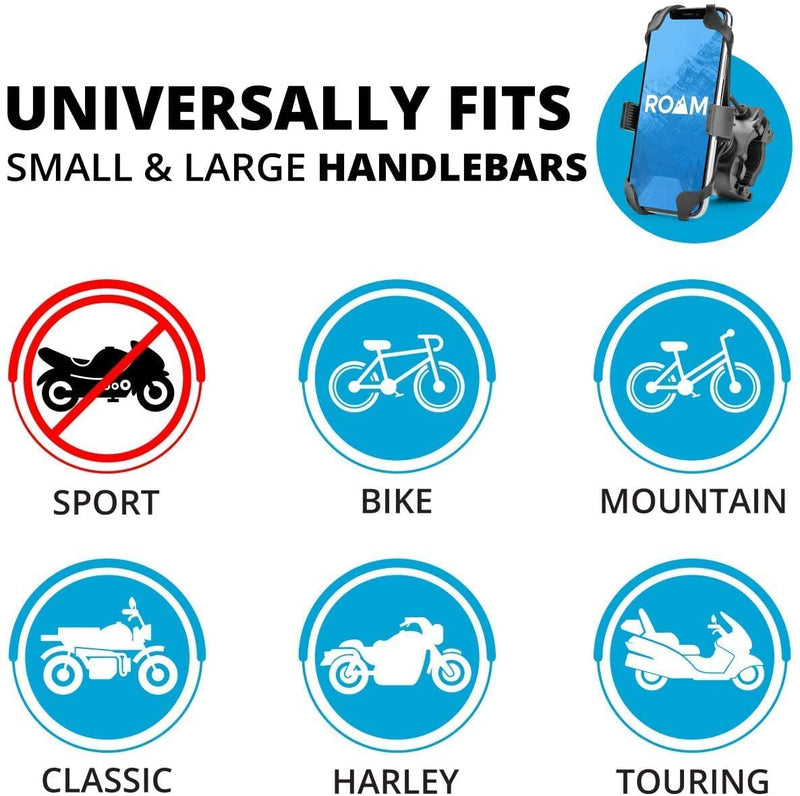 [Australia - AusPower] - Roam Handlebar Bike Phone Mount - Universal, Adjustable Bicycle Phone Holder for Motorcycle, Classic, Electric and Mountain Bike - Compatible with iPhone & Android Devices 