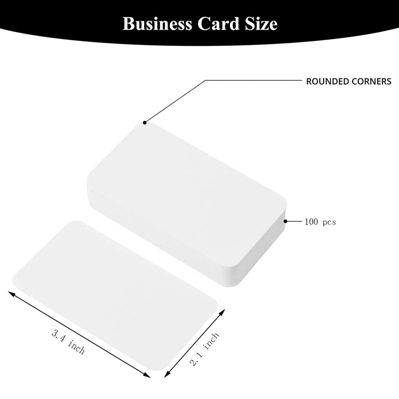 [Australia - AusPower] - 100pcs Printable Metal Business Card, Sublimation Blanks White Business Card for Promotion Gift Card Name Card Desk Number Tag Gift Metal Cards, 3.4''x2.1'' 