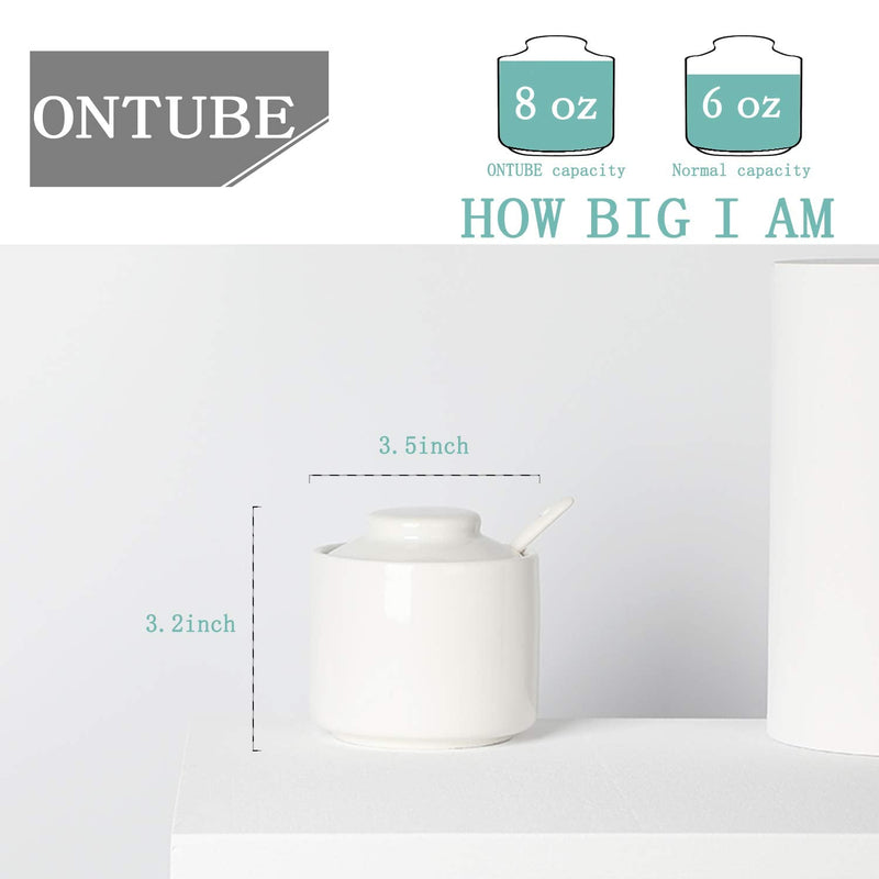 [Australia - AusPower] - ONTUBE Ceramic Sugar Bowl with Lid and Spoon,Porcelain Seasoning Box Salt Bowl,8oz White 