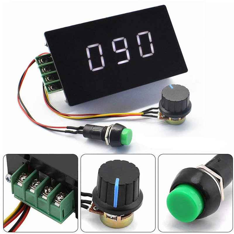 [Australia - AusPower] - PWM DC 6-60V 12V 24V 36V 48V 30A 1500W PWM DC Motor Speed Controller Speed Adjustable Stepless Governor Regulator, Motor Speed Controller with Start Stop Switch with Digital Display PWM 30A 