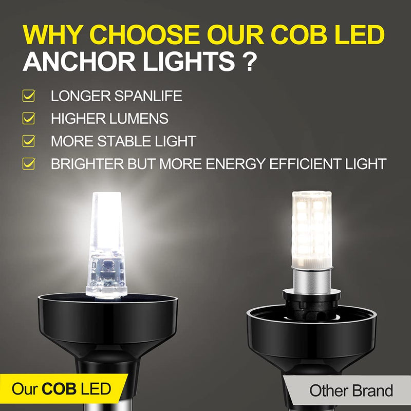 [Australia - AusPower] - Obcursco 12 Inches Led Anchor Navigation Lights, White Fold Down Boat Stern Light, 3 NM Visibility Marine All Round Lights for Pontoon and Fishing Boats 