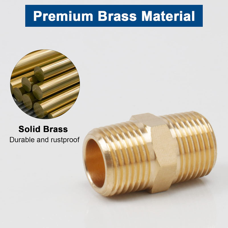[Australia - AusPower] - BathAce Solid Brass Hex Nipples , Thread-Good Airtightness, Heavy Brass Pipe Adapter Fittings, Equal Connectors (3/8 NPT x 3/8 NPT Male, 5) 3/8 NPT x 3/8 NPT Male 