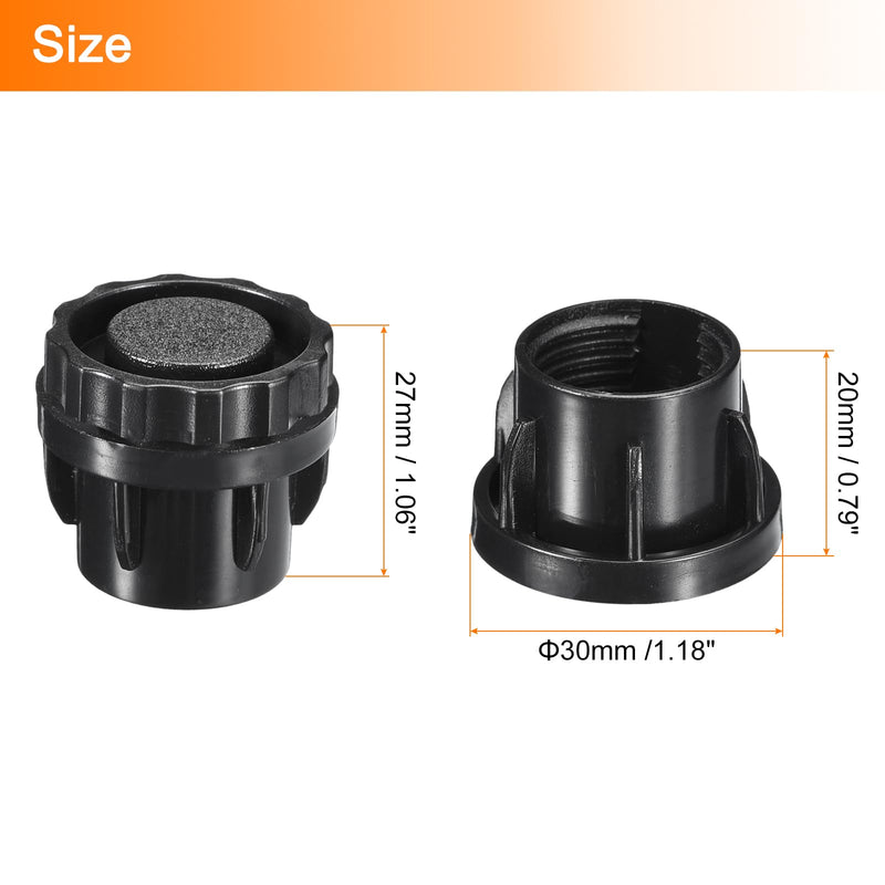 [Australia - AusPower] - uxcell 4Pcs Inserts for Round Tubes with Leveling Feet, for 30mm/1.18" Dia Round Tube, Black Plastic Furniture Chair Leg Plug Blanking End Caps Insert Plugs 4 