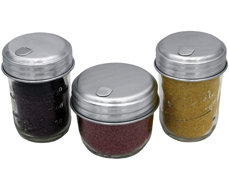 [Australia - AusPower] - Sugar Lid With Flap, Retro Style, for Pouring, Shaking, Dispensing Sugar by Mason Jar Lifestyle (2 Pack, Regular Mouth) Aluminum 