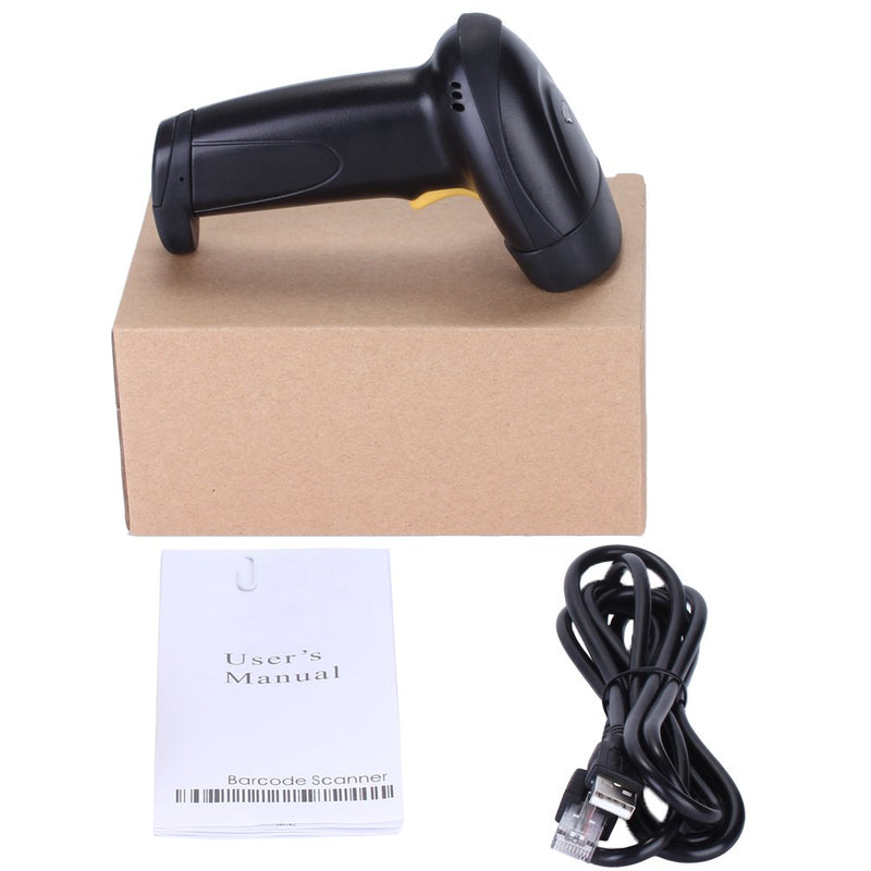 [Australia - AusPower] - Barcode Scanner USB Wired Laser High Speed Optical Handheld Barcode Reader for 1D Code Compatible with POS PC Mac Windows Linux etc, Black 