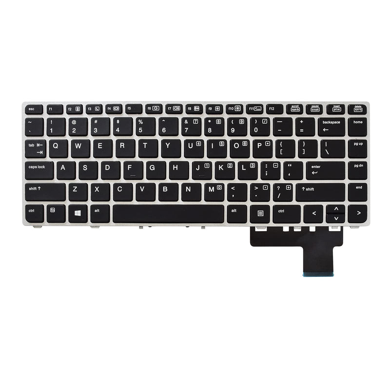 [Australia - AusPower] - SUNMALL Backlit Keyboard Replacement Compatible with HP Elitebook Folio 9470m 9480m Series Laptop with Silver Frame No Pointer US Layout 
