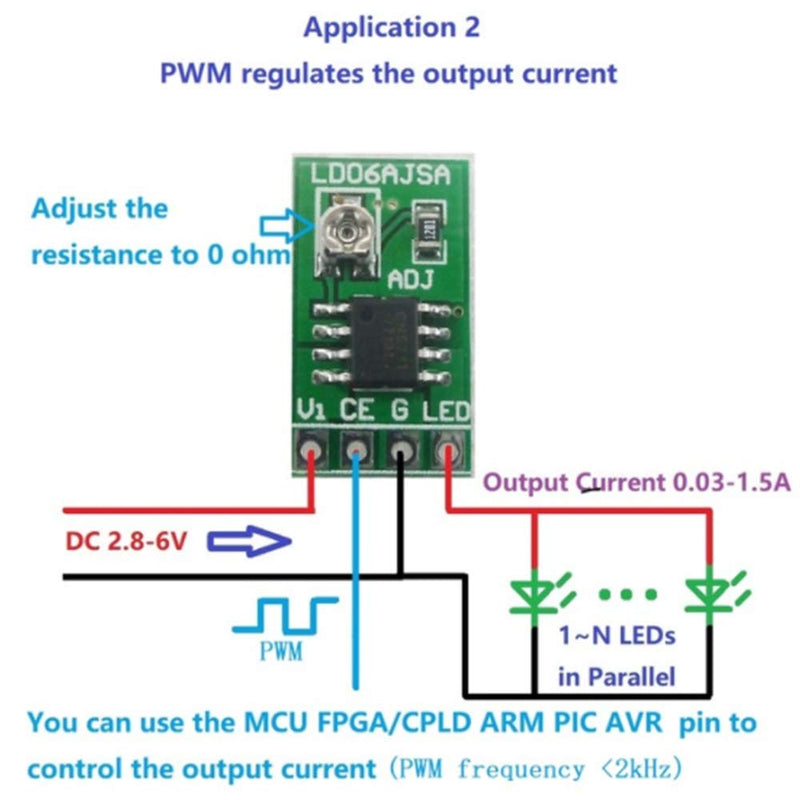 [Australia - AusPower] - Constant Current Adjustable Module，Aluminum Miter T-track PWM Control Board DC 3.3V 3.7V 5V LED Driver 30-1500mA for LED 18650 Li-ion 