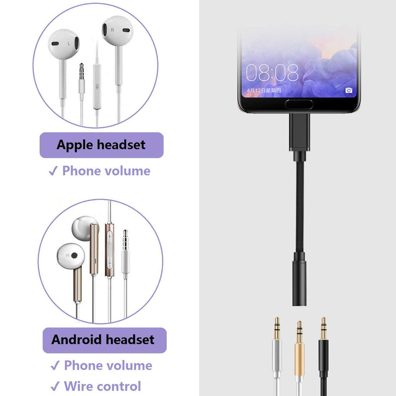 [Australia - AusPower] - sunshot USB-C to 3.5 mm Audio Headphone Adapter, USB C Headphone Jack Adapter for Type C Devices Like iPad Pro 2018, Type C Earphone Adapter for Pixel 2/3 XL, S8, S9,S10, Note 10 and More (Black) Black 