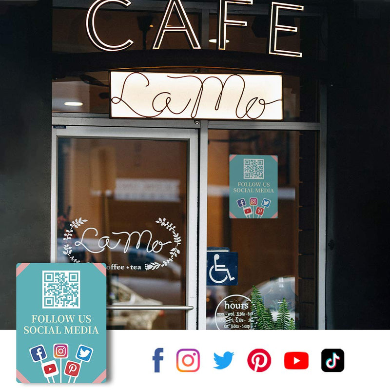 [Australia - AusPower] - DISONTAG Follow US On Facebook Instagram YouTube Tiktok ,QR Code Sticker,Storefront Window Decal,7.9” x 5.9”,for Door, Convenience Stores, Shops, Restaurants,Small Business Dark Green 