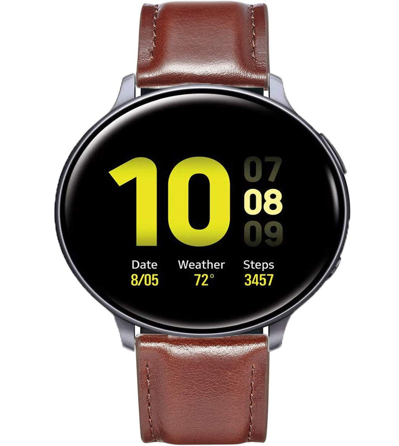 [Australia - AusPower] - OTOPO Compatible Samsung Galaxy Watch 4 Band 44/40mm/4 Classic Bands 46mm 42mm/Active 2 Bands, 20mm Genuine Leather Strap Replacement Bands Bracelet for Galaxy Watch4 Classic 42/46mm Smartwatch -Brown Leather-Brown 20mm Band fit for 5.9"-8" Wrist 