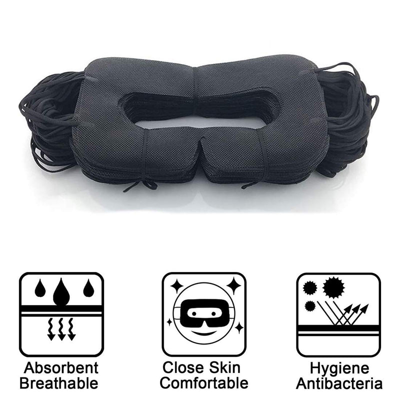 [Australia - AusPower] - VR Mask 100pcs VR Experience Face Mask Sanitary Cloth Compatible VR Oculus Rift Playstation VR HTC Vive VR Goggle VR Box-Prevent Sweat and Dirt 100 Black 