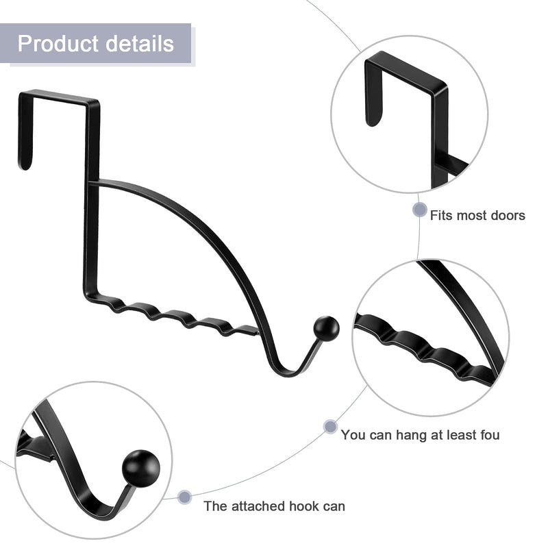 [Australia - AusPower] - 4 Pieces Over Door Hooks Hanger Multi Hanging Storage Organizers Valet Hooks for Coats Clothes Hoodies Hats Scarves Purses Keys Bath Towels Robes and More (Black) Black 