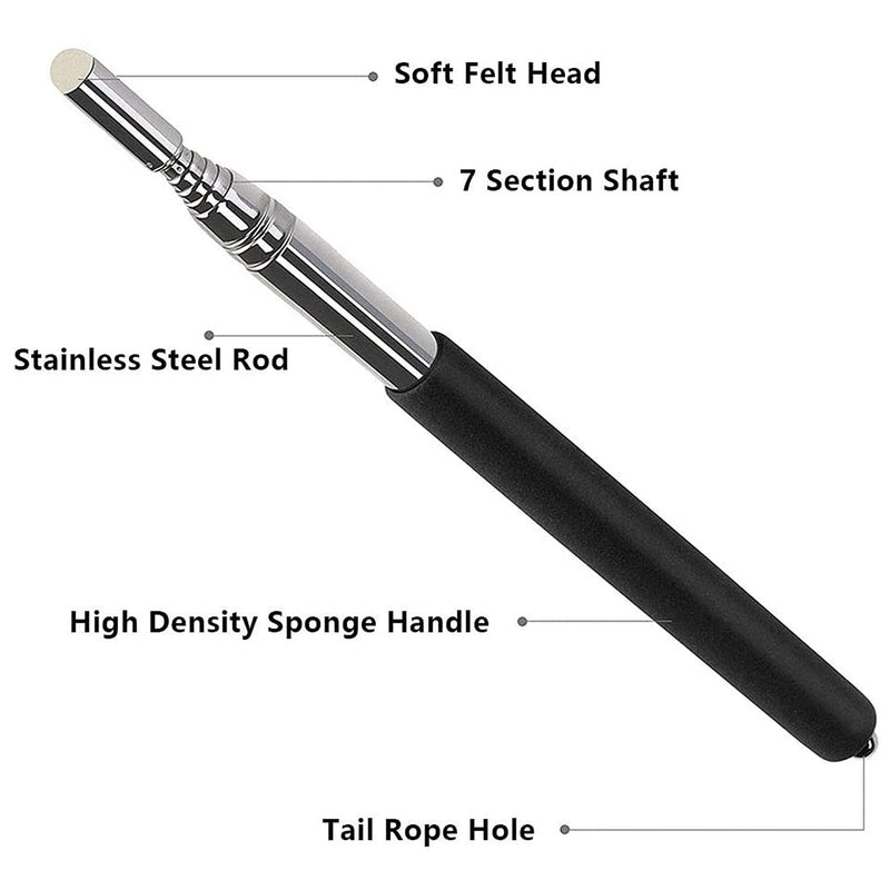 [Australia - AusPower] - Telescopic Teacher Pointer Stick with Hand Lanyard 2 Pack, Teaching Pointer for Classroom, Hand Pointer Extendable Pointer Stick Retractable Pointer Handheld Presenter Whiteboard Pointer (Black) 