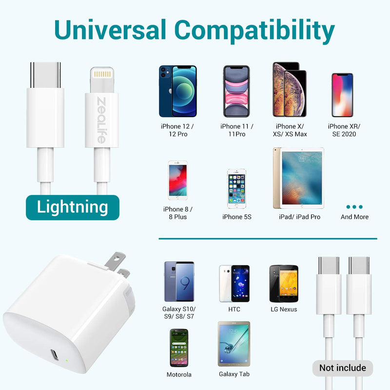 [Australia - AusPower] - 20W iPhone 13 Fast Charger, MFi Certified USB C Charger Block, PD 3.0 Power Adapter for New iPhone 12 11 Mini Pro Max SE 2020 XS XR 8 Plus iPad Pro Air with LED, Foldable Plug, USB C to Lightning Cord 
