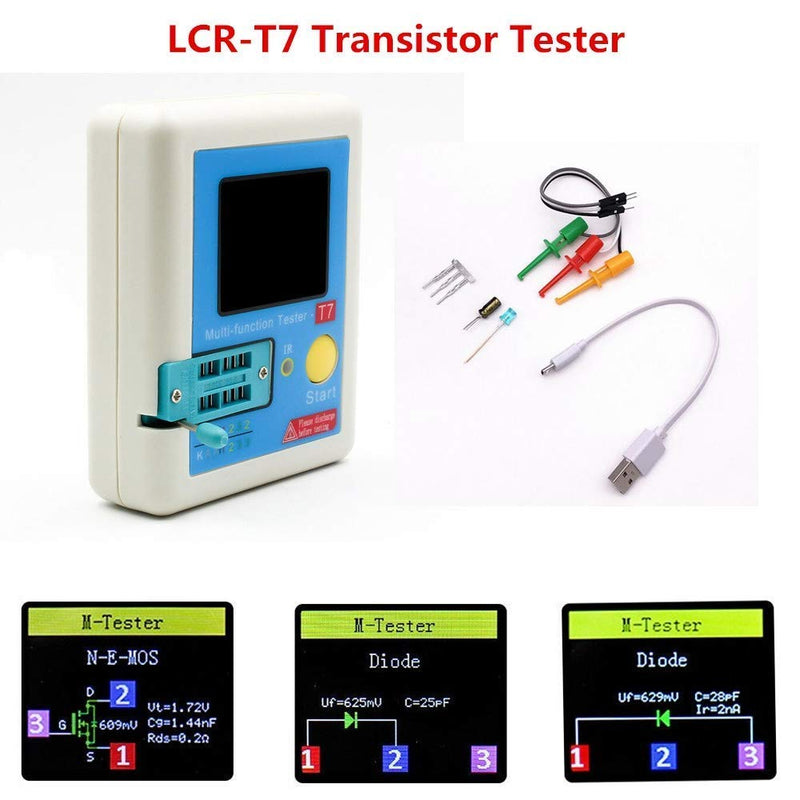 [Australia - AusPower] - LCR-T7 Transistor Tester, LCR Multifunction Full Color Graphic Display TFT Transistor Meter for Measuring Triodes Diodes Resistors Capacitors Inductors Thyristors 