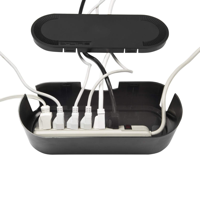 [Australia - AusPower] - D-Line Cable Management Box, Cord Organizer Box to Hide & Conceal Power Strips, Desk Cable Management Solution, Made from Electrically Safe ABS Material - 12.75" (L) x 5" (W) 4.5" (H) - Black Small 