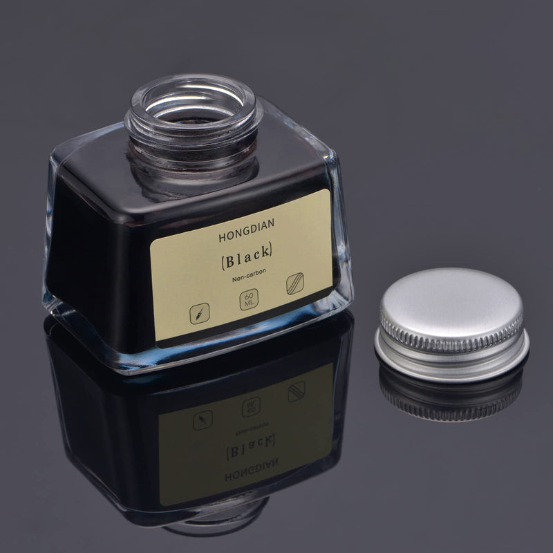 [Australia - AusPower] - Hongdian Fountain Pen Bottled Ink Black, 60ml Fountain Pen Bottled Ink Non Carbon by Asvine 