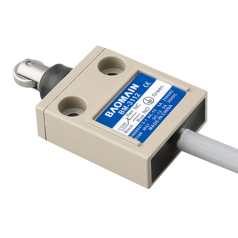 [Australia - AusPower] - Baomain Limit Switch BM-3112 (TZ-3112) Sealed Roller Plunger Momentary 1NO 1NC SPDT IP67 Waterproof 